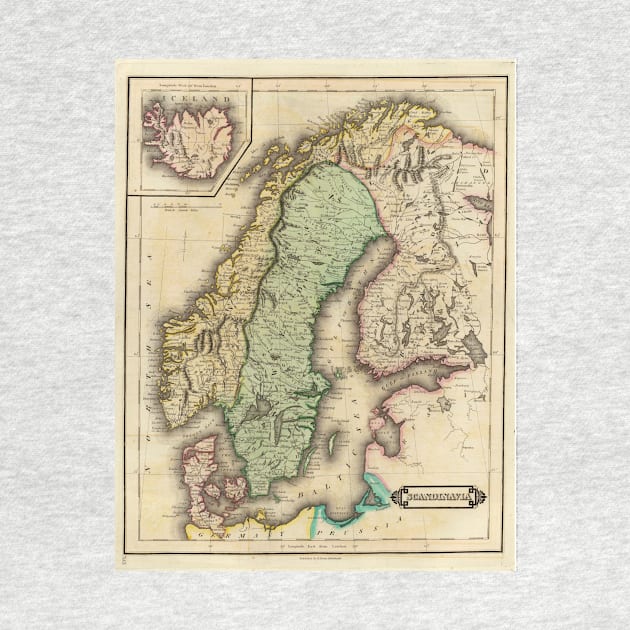 Vintage Map of Norway and Sweden (1831) by Bravuramedia